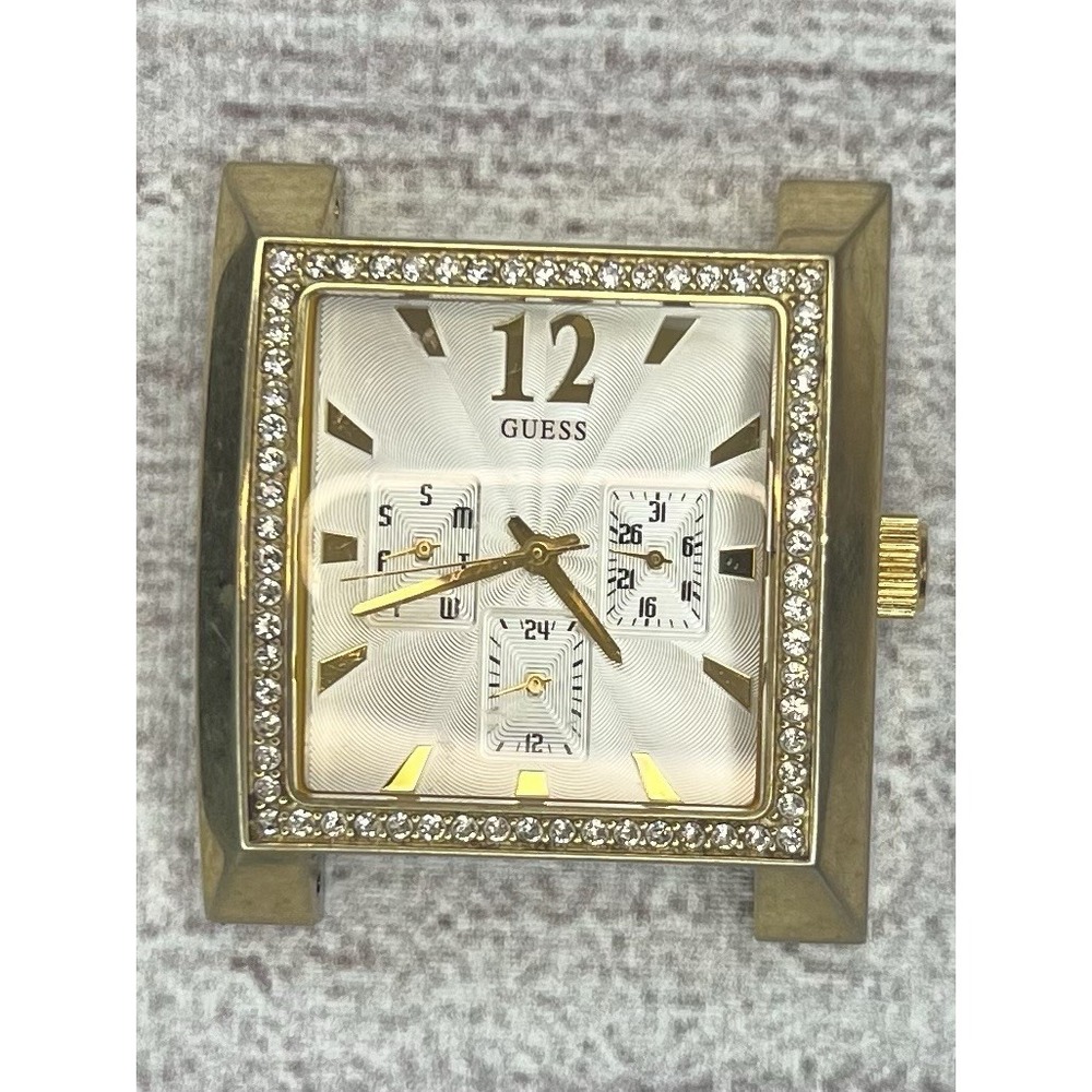 Guess Watch Head Square Gold Tone Rhinestone Chronograph Parts Repair